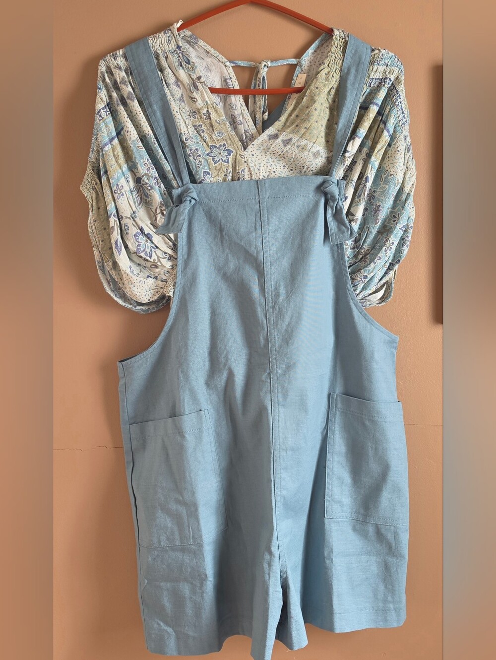 Zenana Outfitters Light Blue Tie-Shoulder Jumpsuit & Top